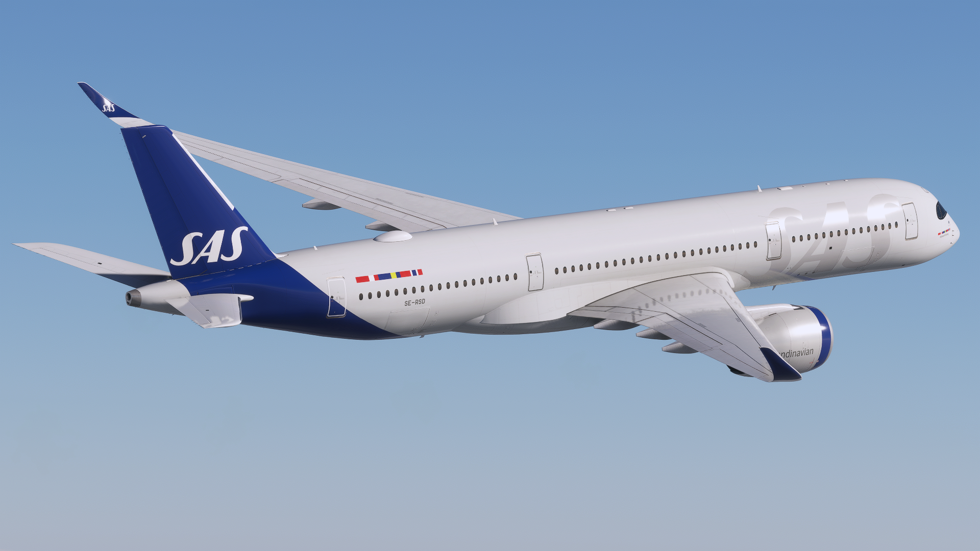 vSAS Airbus A350 long-haul aircraft with SAS livery